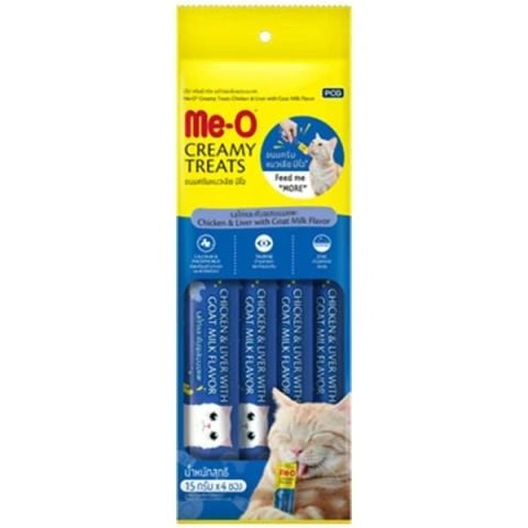 Me-o Creamy Treats Tavuklu Ve Ciğerli & Keçi Sütlü Yetişkin Kedi Kremalı Ödül Maması 4x15 gr