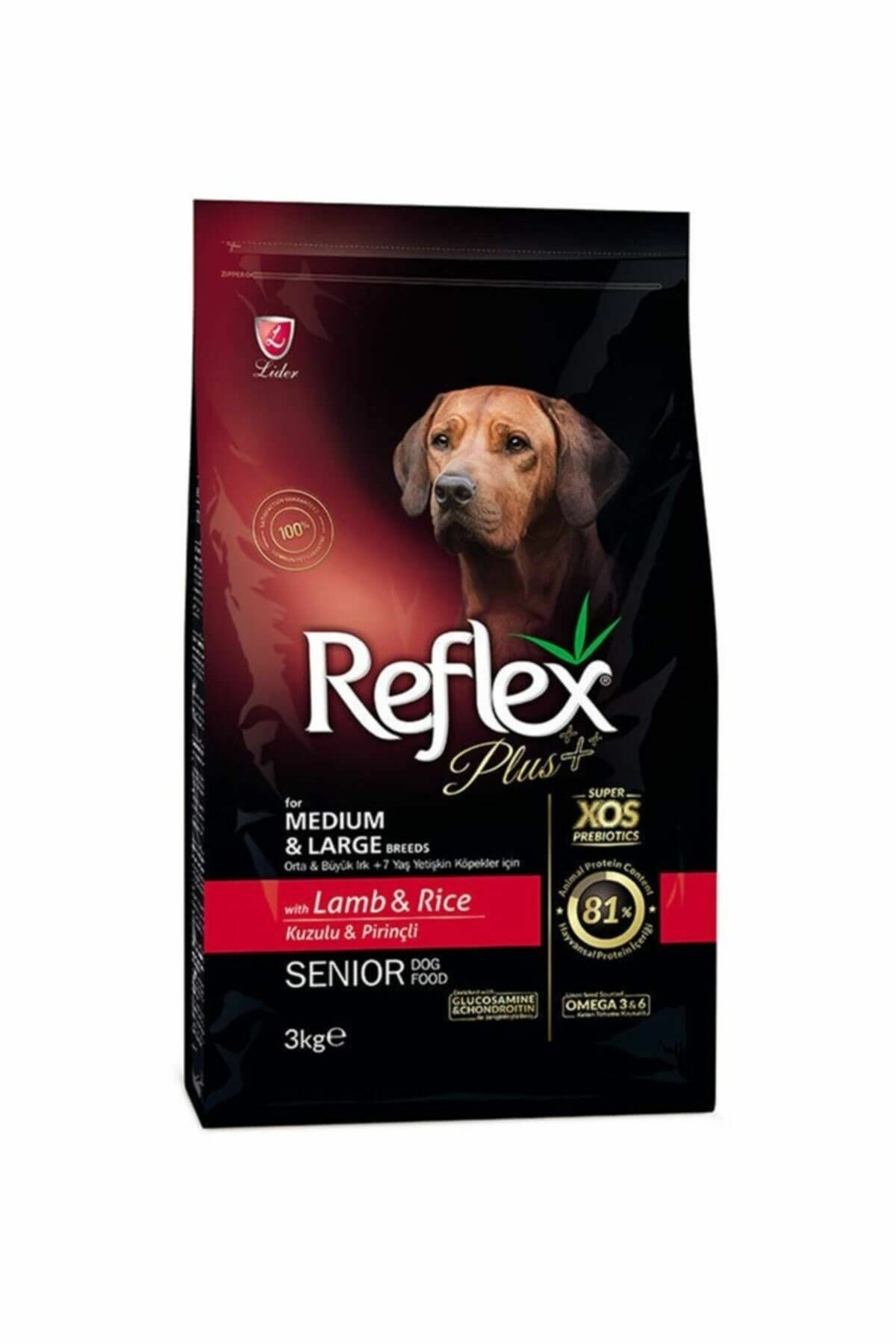 Reflex Plus Orta Ve Büyük Irk +7 Yaş İçin Kuzulu Etli Yaşlı Köpek Maması 3 Kg