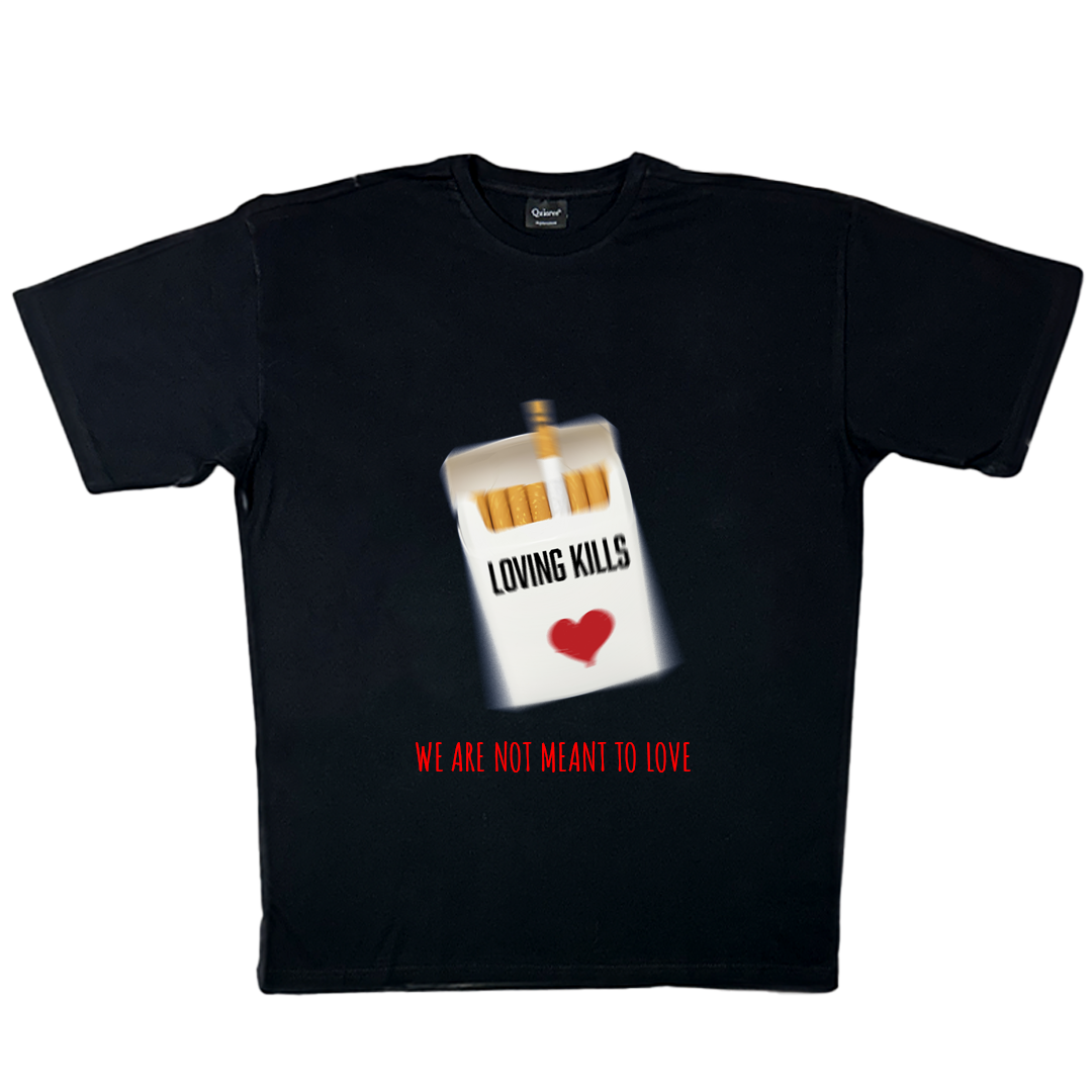 LOVING KILLS Baskılı Oversized T-shirt Siyah