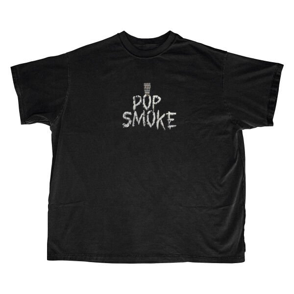 Pop Smoke Ön Arka Baskılı Oversized T-shirt Siyah