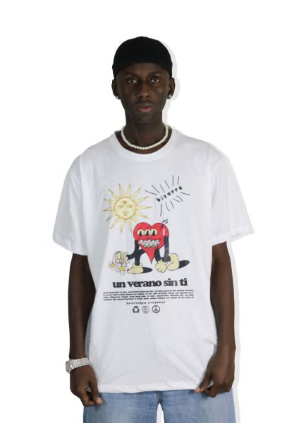 Un Verano Sin Ti  Baskılı Oversized T-shirt Beyaz