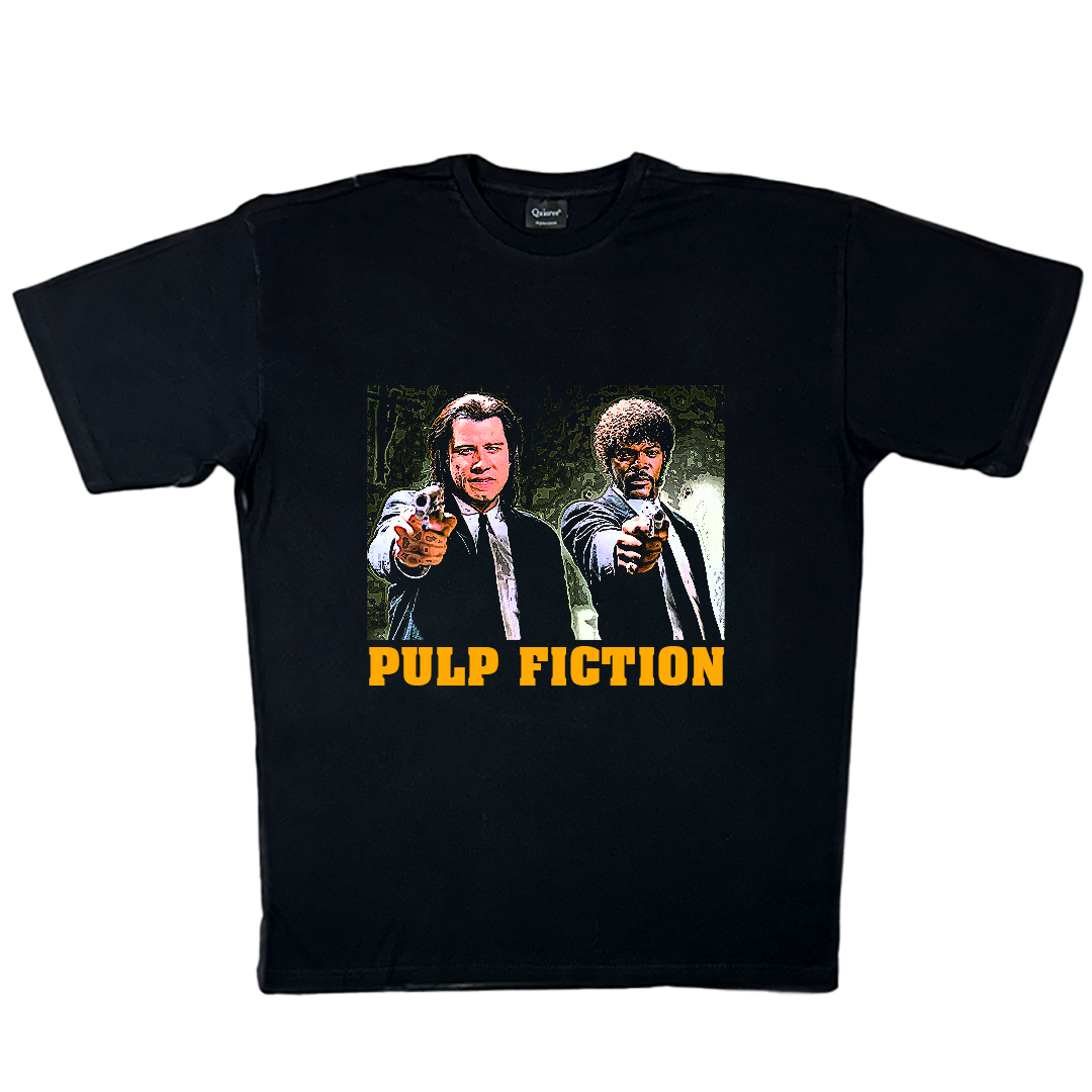 Pulp Fiction Ön Baskılı Siyah T-shirt