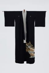 ASHOKA vintage ipek kuro-tomesode kimono