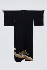 ASHOKA vintage ipek kuro-tomesode kimono