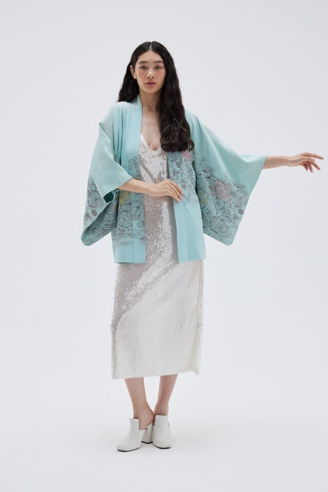 AQUA BLOSSOM vintage ipek kimono ceket