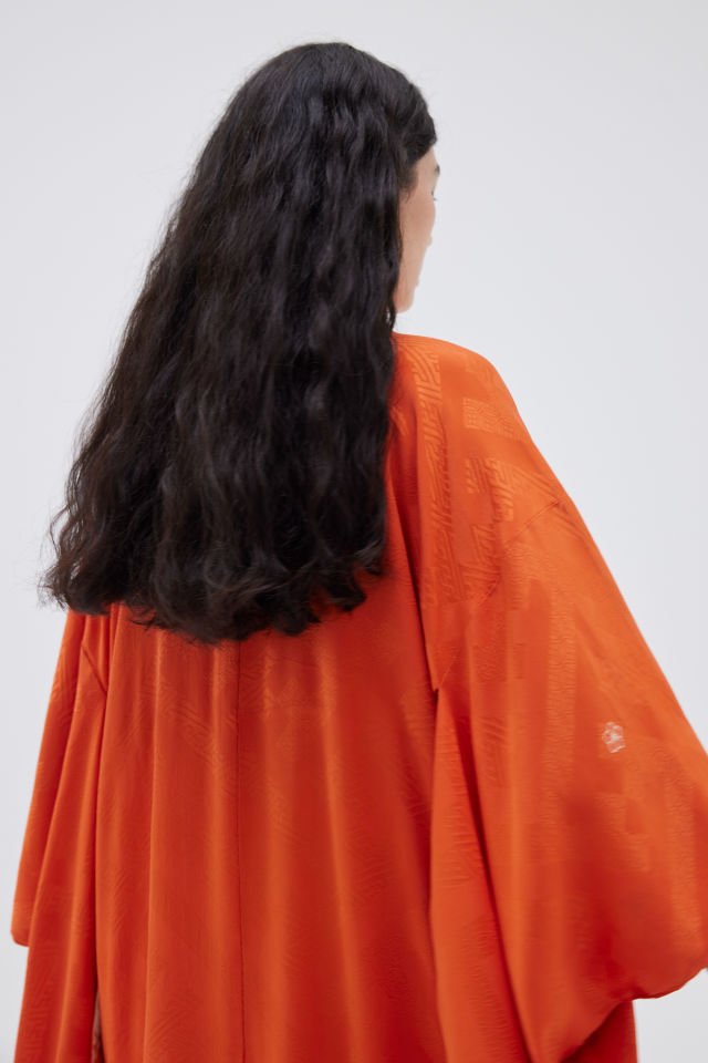 ORENJİ vintage ipek kimono ceket