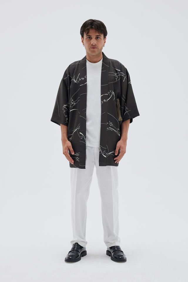 WHITE STRIPES vintage ipek kimono ceket