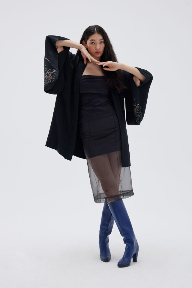 AKIKUSA vintage ipek kimono ceket