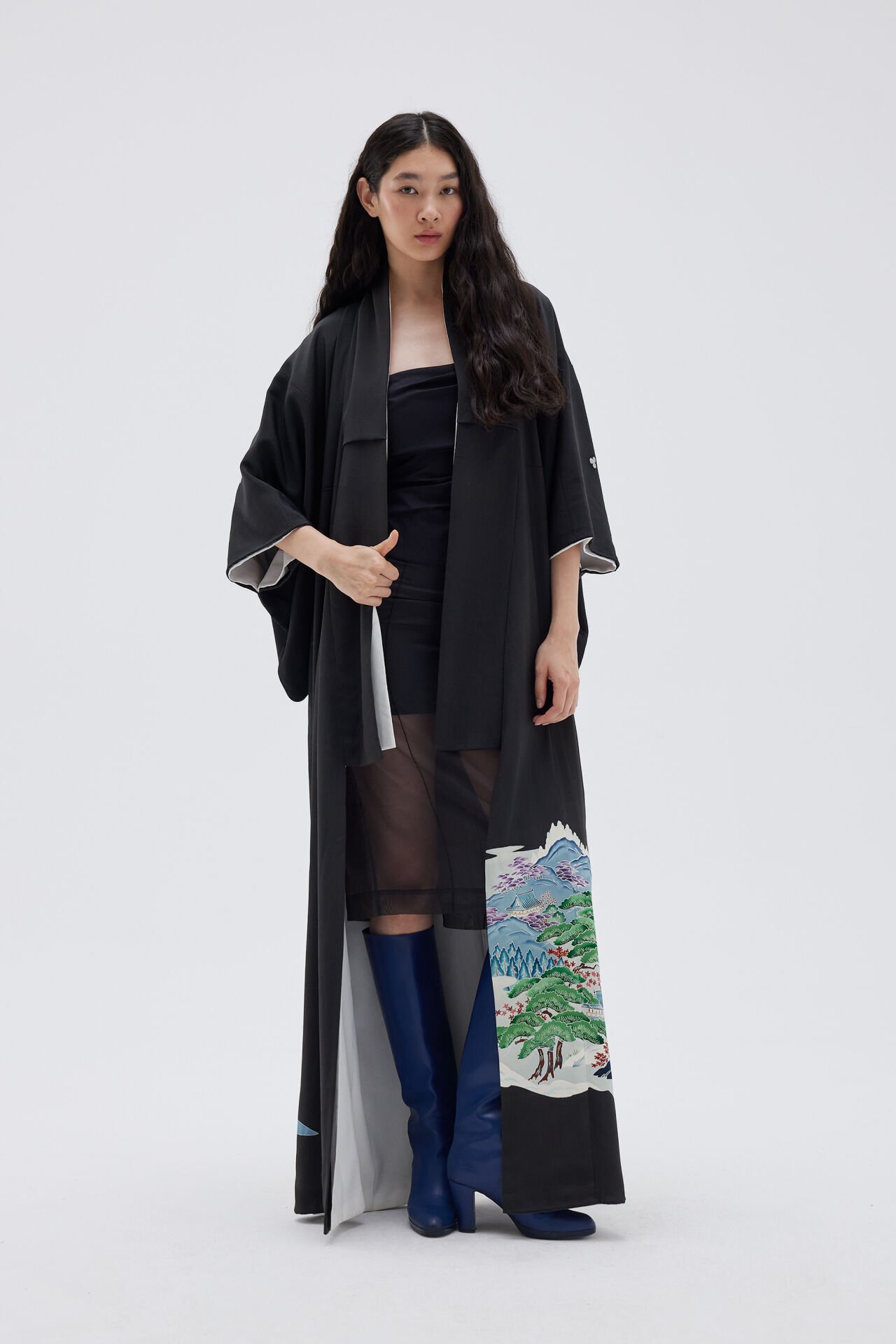 OOKU vintage ipek kuro-tomesode kimono