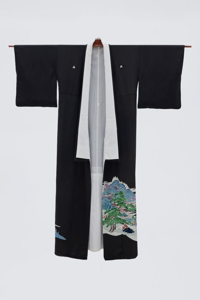 OOKU vintage ipek kuro-tomesode kimono