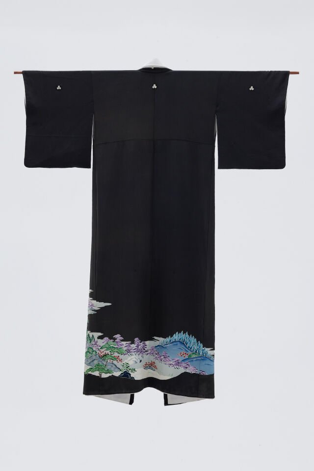 OOKU vintage ipek kuro-tomesode kimono