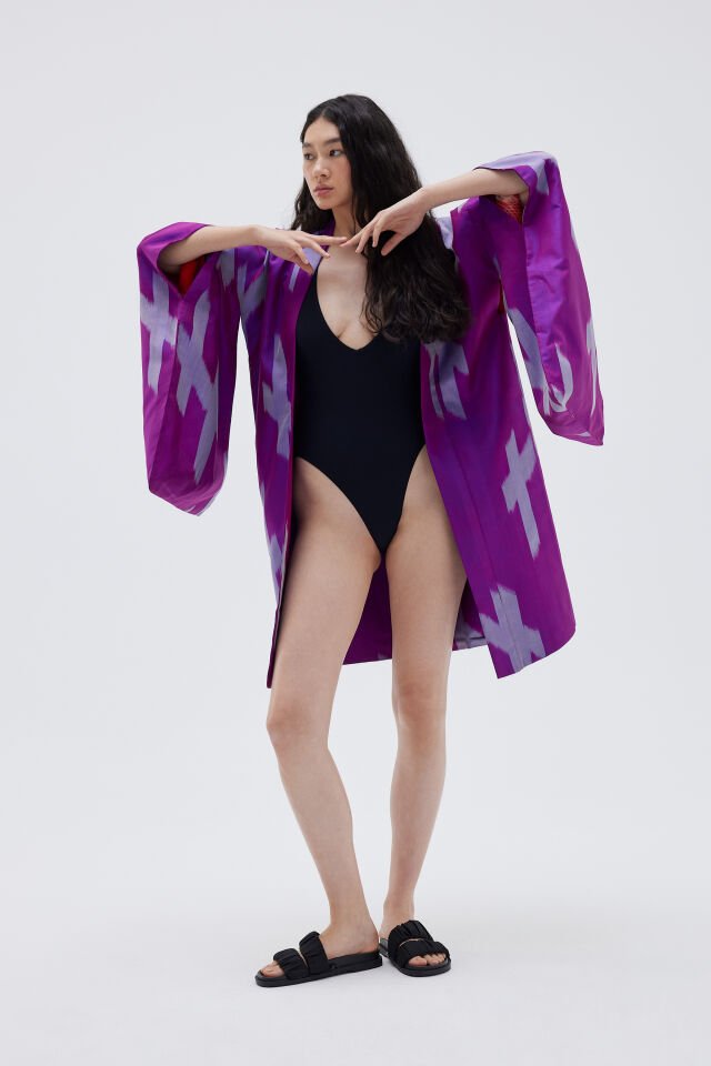 MAJESTIC KOI vintage ipek kimono ceket