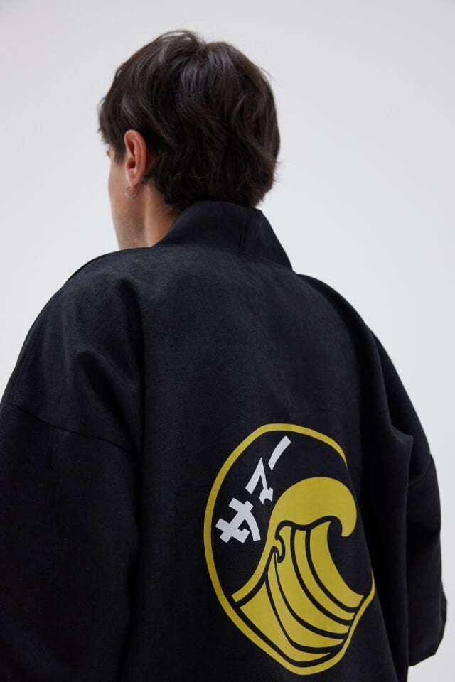 WAVE baskılı Hanten HAPPI unisex ceket