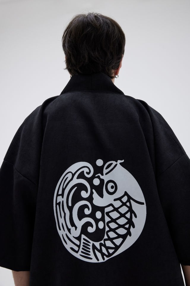 KOI FISH baskılı Hanten HAPPI unisex ceket