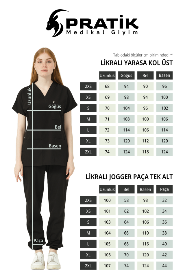 Somon Likralı Scrubs Jogger Paça Doktor Hemşire Forması Yarasa Kol Takım Unisex