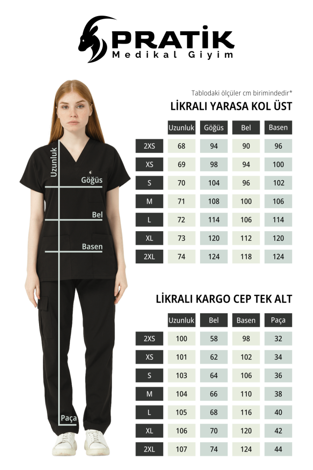 Beyaz Likralı Scrubs Kargo Cep Doktor Hemşire Forması Yarasa Kol Takım Unisex