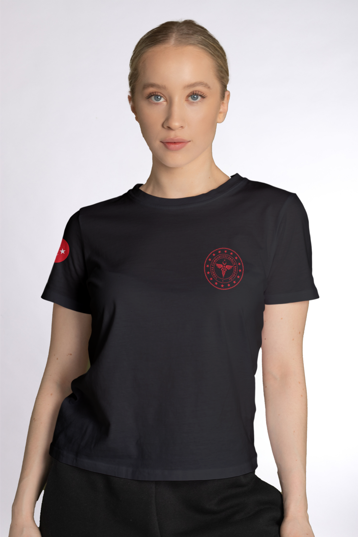Siyah 112 Acil Sağlık Bisiklet Yaka Tişört Unisex