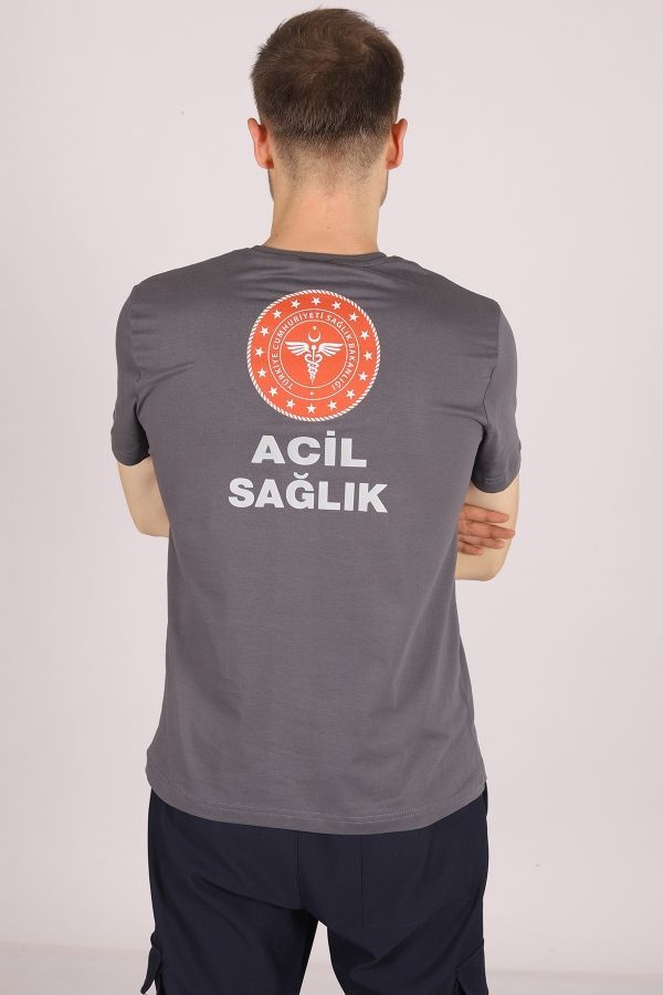 Gri 112 Acil Sağlık Bisiklet Yaka Tişört Unisex