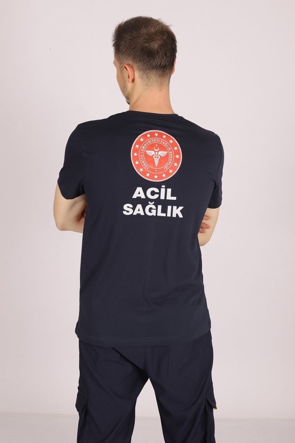 Lacivert 112 Acil Sağlık Bisiklet Yaka Tişört Unisex