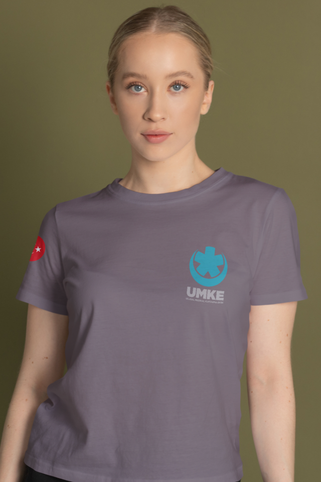 Gri UMKE Bisiklet Yaka Tişört Unisex
