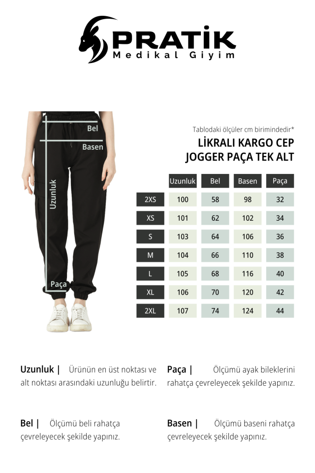 Hardal Likralı Kargo Cep Jogger Paça Doktor Hemşire Forması Tek Alt Unisex