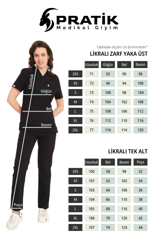 Ördek Yeşil Likralı Zarf Yaka Scrubs Doktor Hemşire Forması Takım