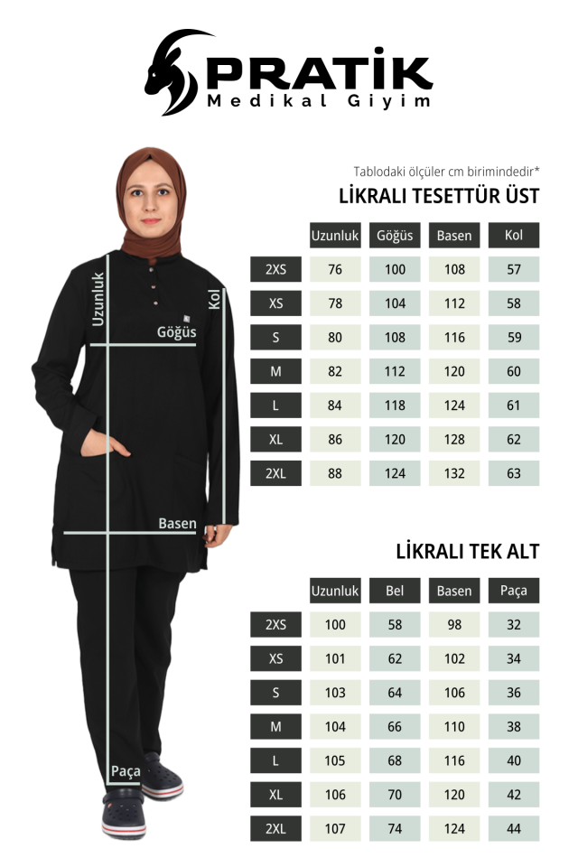 Gül Kurusu Likralı Tesettür Scrubs Doktor Hemşire Forması Takım