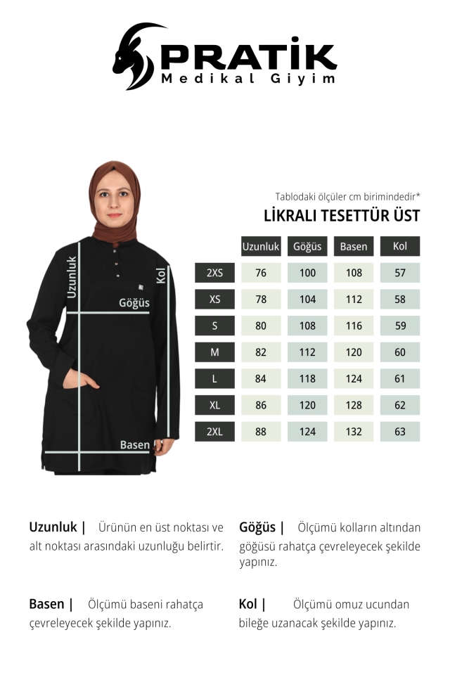 Çağla Yeşili Likralı Tesettür Scrubs Doktor Hemşire Forması Tek Üst