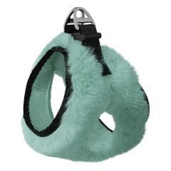 Üç Kilitli Peluş Kedi Köpek Göğüs Tasması 32-40 cm Medium Yeşil