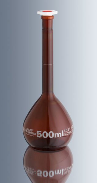 Marienfeld 2333231 Cam Balon Joje, Şilifli, Kapaklı, Amber, 50 ml, 14/23  Ambalaj Miktarı: 1 Ad.