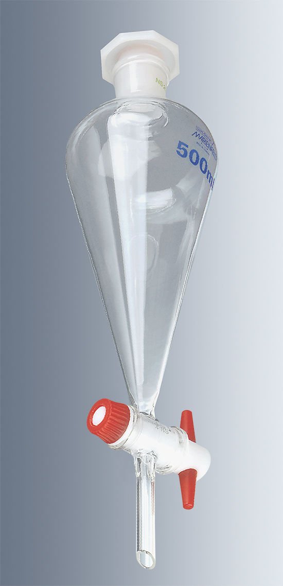 Marienfeld 4411250 Cam Ayırma Hunisi, Squibb Modeli, PTFE Musluklu, Taksimatlı, 250 ml  Ambalaj Miktarı: 2 Ad.