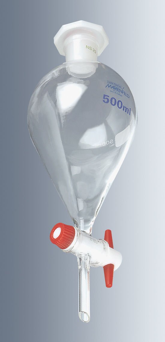 Marienfeld 4400540 Cam Ayırma Hunisi, Konik, PTFE Musluklu, 2000 ml  Ambalaj Miktarı: 1 Ad.