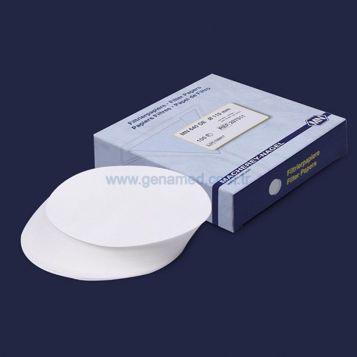 ISOLAB 106.01.110 filtre kağıdı - kalitatif - M&Nagel - 110 mm - mavi bant - orta yavaş akış hızı    1 paket = 100 adet
