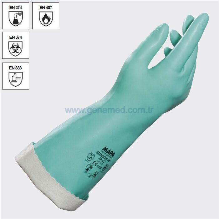 ISOLAB 080.22.008 eldiven - nitril - kimyasal koruma - ağır iş - medium    1 paket = 2 adet