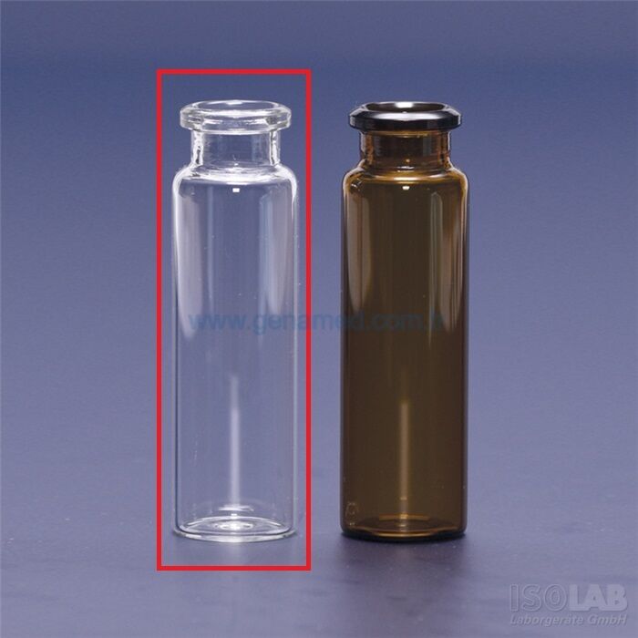 ISOLAB 095.03.003 vial - crimp kapak - N20 - 20,5x54,5 mm - 10 ml - şeffaf    1 paket = 100 adet