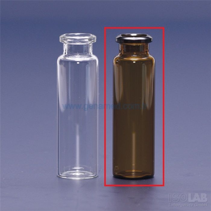 ISOLAB 097.03.002 vial - head space - N20 - 10 ml - amber    1 paket = 100 adet