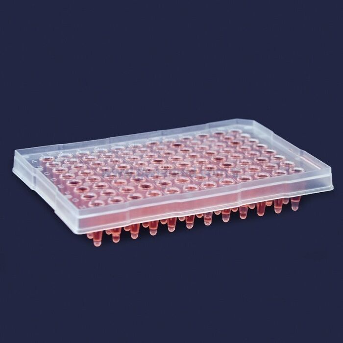 ISOLAB 123.02.096 PCR plağı - 96 kuyulu - 0,2 ml - steril - yarım etekli    1 paket = 10 adet