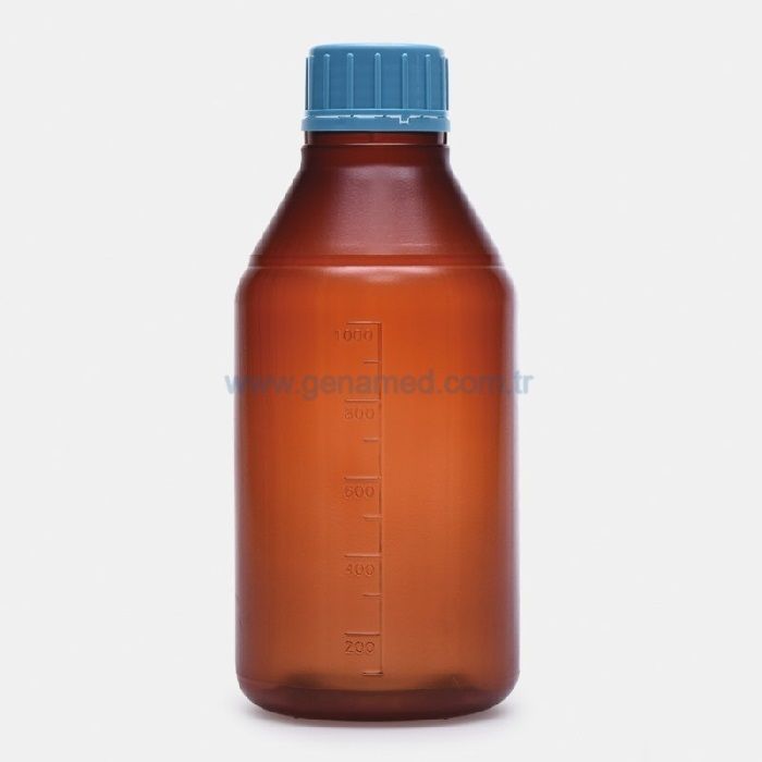 ISOLAB 061.17.100 şişe - vida kapaklı - orta boy boyun - Amber - 100 ml - P.P    1 adet = 1 adet