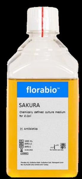 SAKURA E. Coli medium, fully synthetic, without peptones or yeast extract. Animal component free, protein free. Liquid 0.5 L