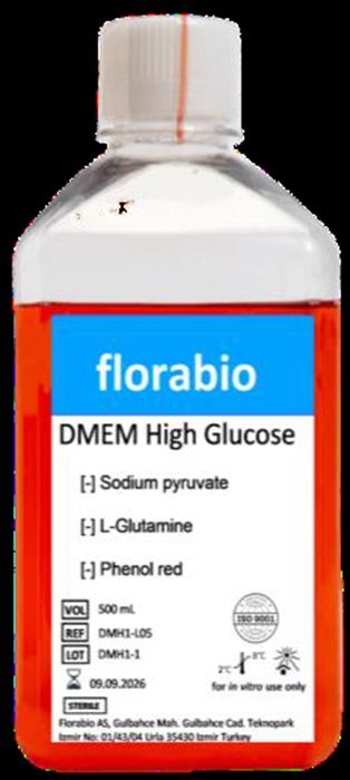 DMEM High Glucose with sodium pyruvate , with L-Glutamine , without phenolred Liquid 1L