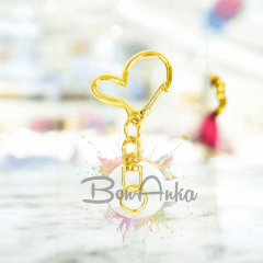 (1 adet) Altın Renk Sevimli Kalp Model Anahtarlık