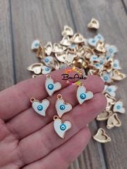 (1 adet) Beyaz Renk Tek Kulplu Mineli Kalp