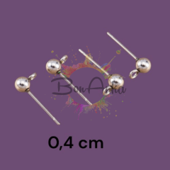 (1 çift - 2 adet) Çelik Renk Top Model Çelik Küpe Aparatı