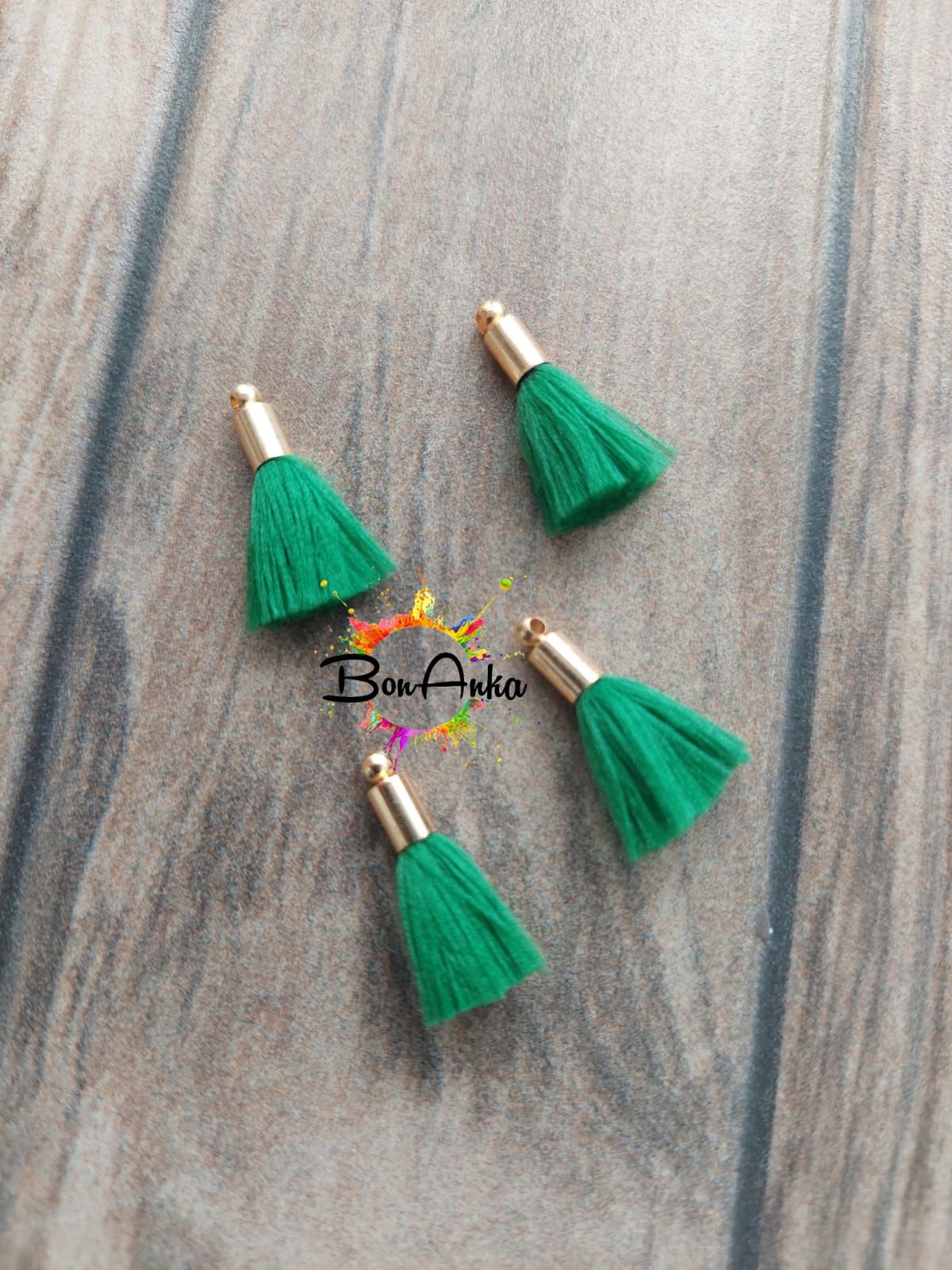 (1 adet) Gold Metal Uçlu Çimen Yeşili Renk Püskül - 013
