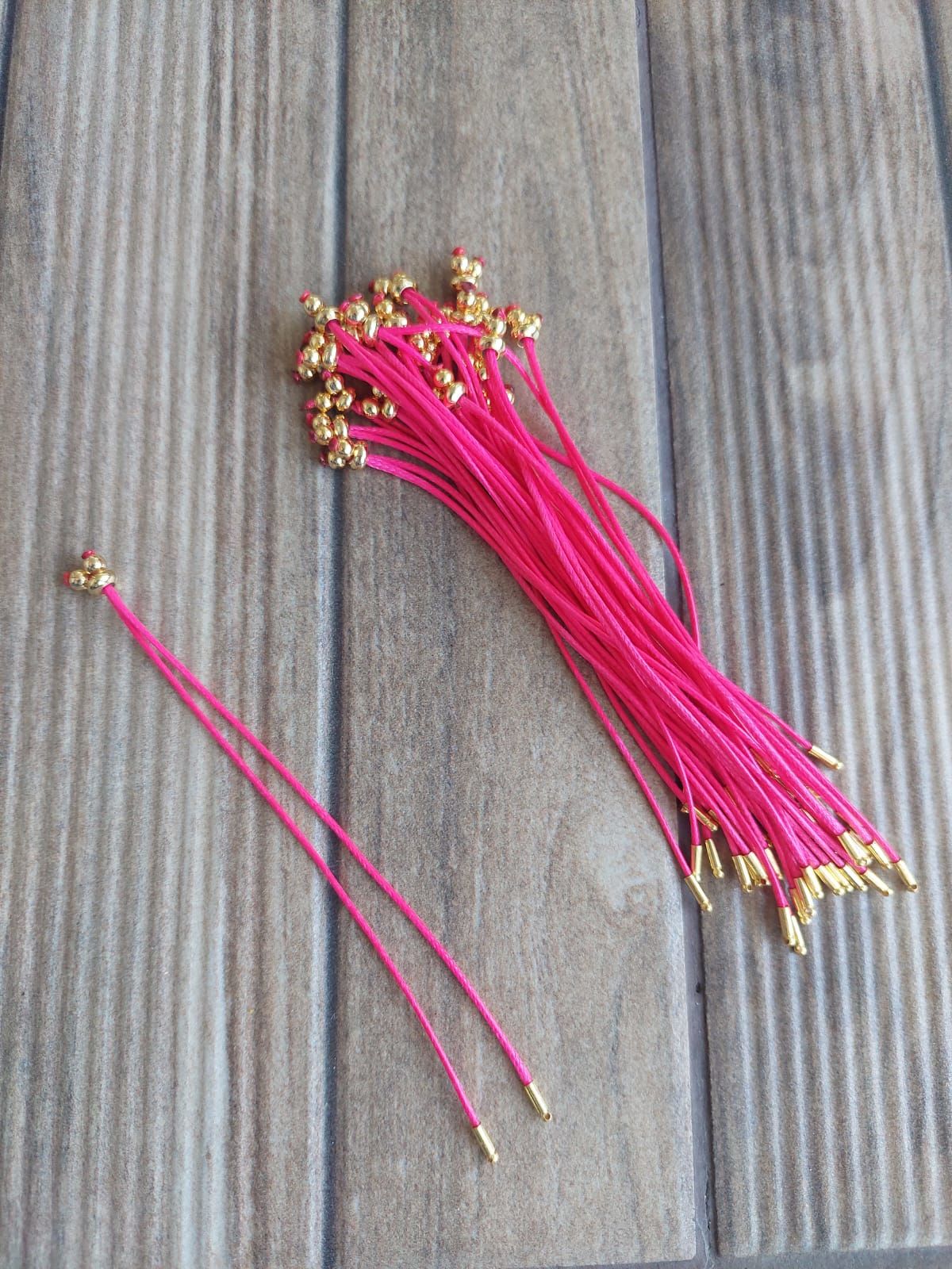 (1 adet) Neon Pembe Renk, Gold Uçlu, Kore Asansörlü Bileklik - 017