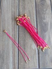 (1 adet) Neon Pembe Renk, Gold Uçlu, Kore Asansörlü Bileklik - 017