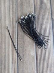 (1 adet) Siyah Renk, Gümüş Uçlu, Kore Asansörlü Bileklik - 002