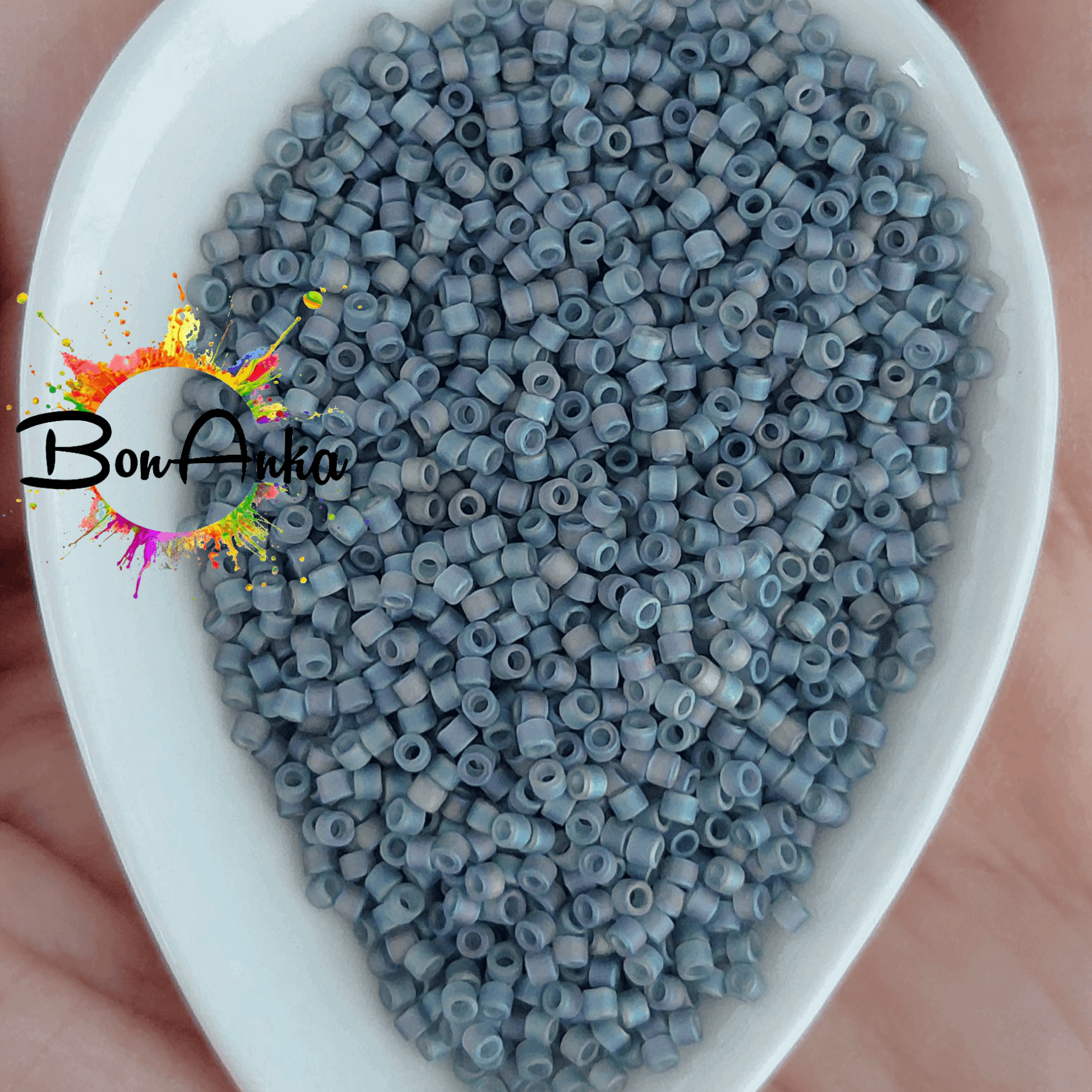 (5 gram) - No:307 Miyuki Delica Boncuk DB-0863 (Opak Şeffaf Gri)