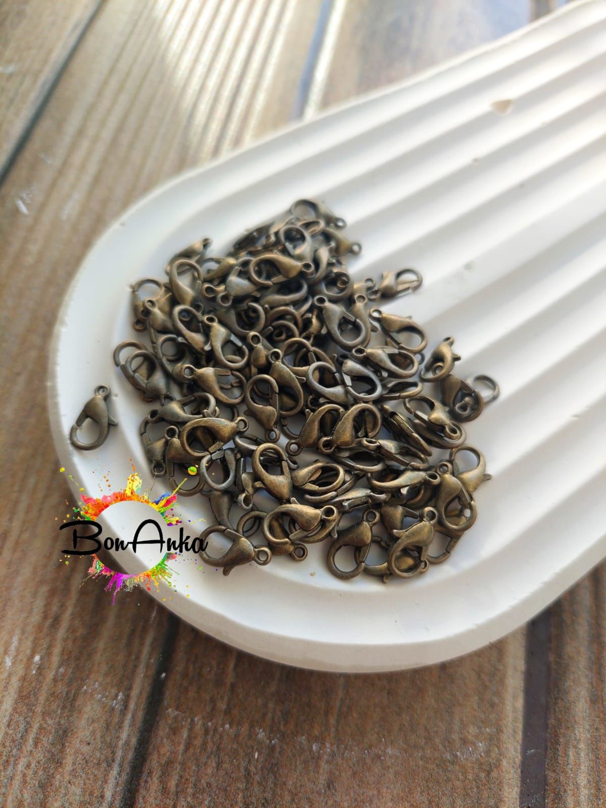 (20 adet) 12x6 mm, Antik Sarı Kaplama, 502 Papağan Kilit