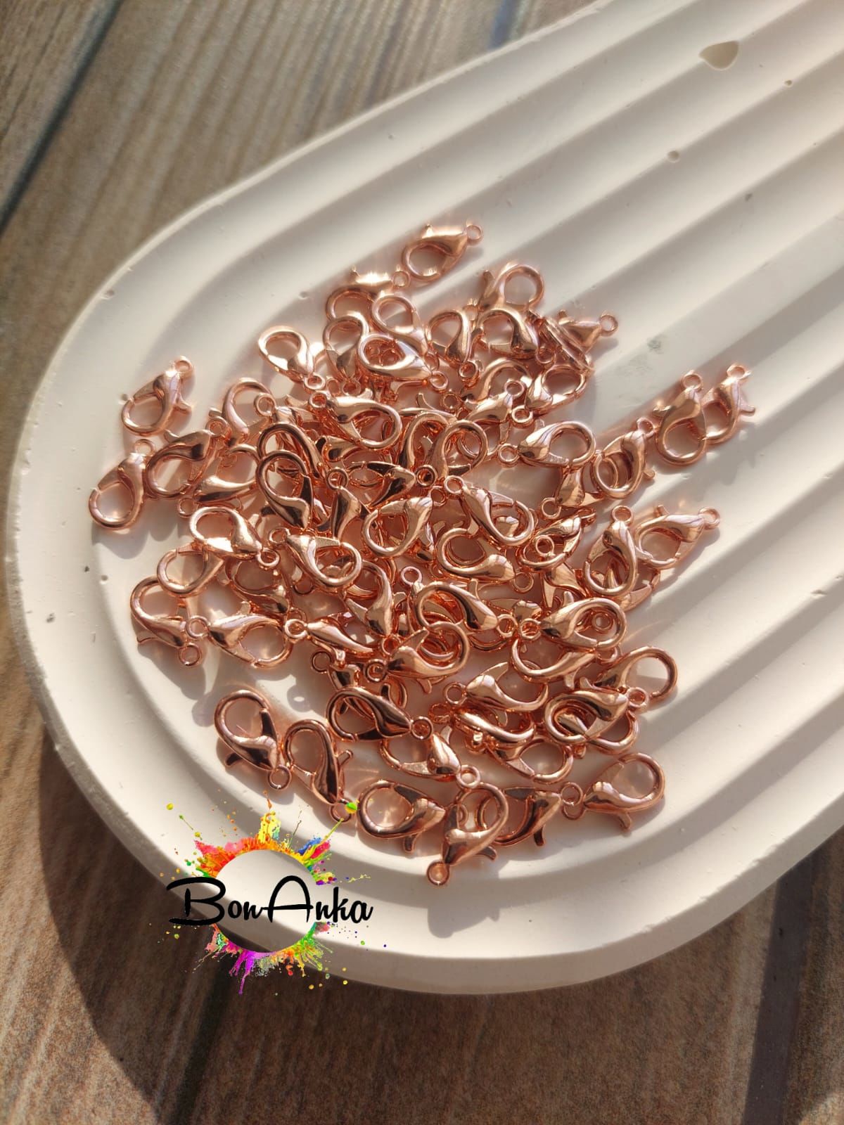(20 adet) 12x6 mm, Rose Kaplama, 502 Papağan Kilit